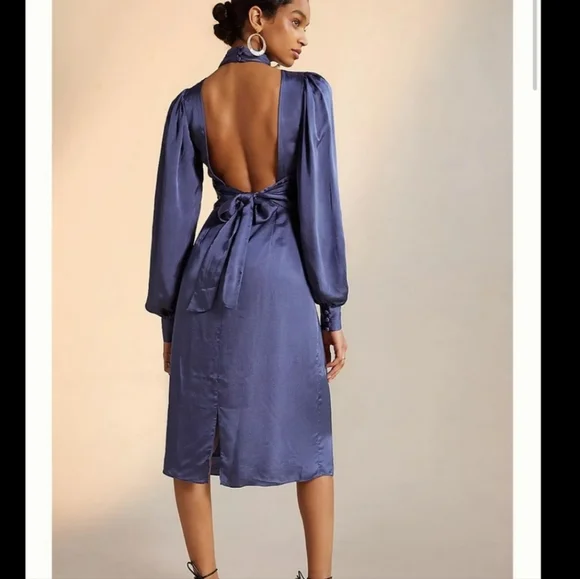 Open back midi dress Satin color - Picture 5 of 6